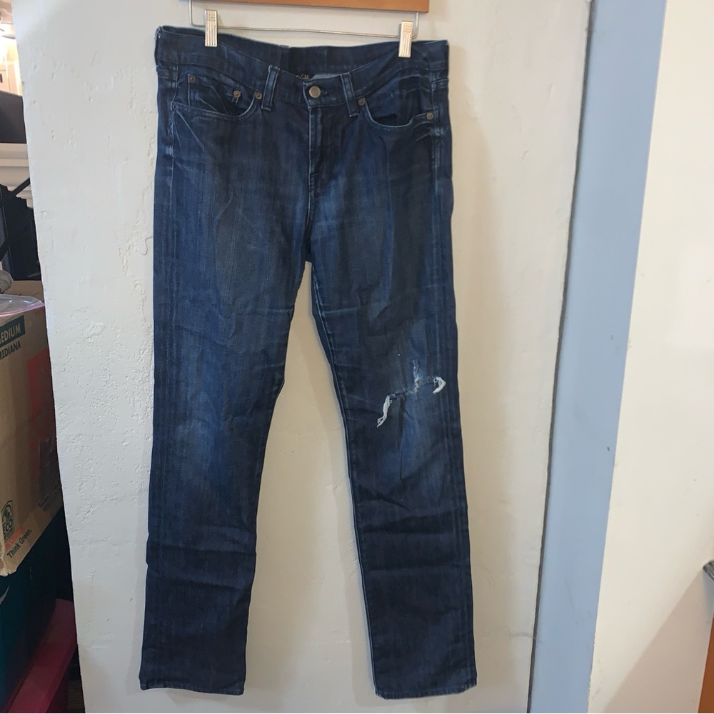 Lucky Brand Distressed Thrashed Jeans Dark Wash No Stretch Women 31 12 Denim Y2K